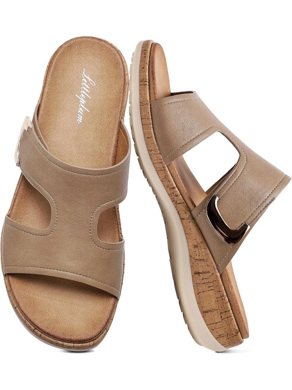 Women's Khaki Fashion Arch Support Slides Flip Flop Comfortable Flat Sandals